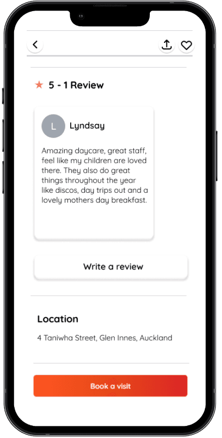 iPhone with a screen shot of reviews for a centre
